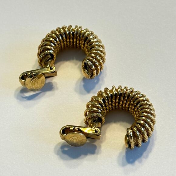 12K 1/20 GF clip on earrings textured faux hoops classic elegant hallmarked - Picture 9 of 12